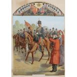A FRAMED COLOURED "NOSTALGIA" PRINT OF THE 11TH HUSSARS