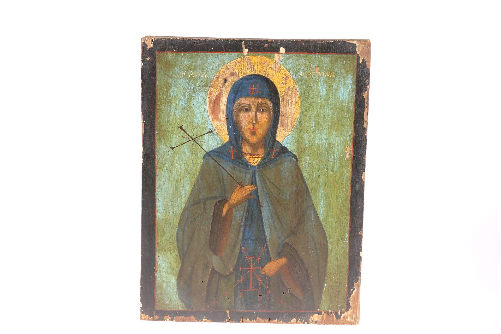 ICONOGRAPHY: A GREEK PAINTED WOODEN ICON