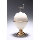 A HAND-MADE ITALIAN SILVER-MOUNTED OSTRICH EGG, by Lazzerini Argenteria