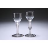 TWO OPAQUE TWIST CORDIAL GLASSES