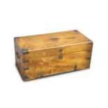 A 19TH CENTURY BRASS-BOUND CAMPHOR WOOD TRUNK