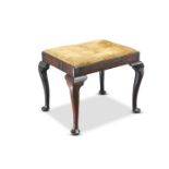 A GEORGE III MAHOGANY PAD-FOOT STOOL