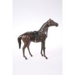 A LEATHER COVERED MODEL OF A HORSE