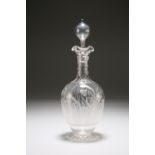 AN EDWARDIAN ETCHED GLASS DECANTER