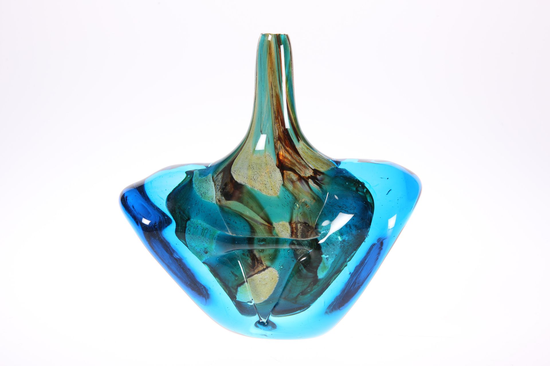 A MDINA MARBLE GLASS HAMMERHEAD FISH VASE, 1978