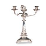 A HANDSOME GEORGE IV SILVER CANDELABRUM,