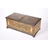 A LARGE 19TH CENTURY POKERWORK TEA CADDY