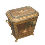 A GOOD 19TH CENTURY TOLEWARE COAL BIN