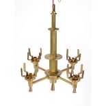 AN ART DECO GILT-BRASS FOUR-LIGHT CHANDELIER