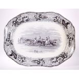 HORSE RACING INTEREST: A LARGE COPELAND & GARRETT TRANSFER-PRINTED MEAT DISH