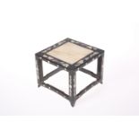 A CHINESE MOTHER-OF-PEARL INLAID HARDWOOD MINIATURE TABLE