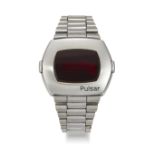 A STAINLESS STEEL PULSAR DIGITAL LED BRACELET WATCH, CIRCA 1975