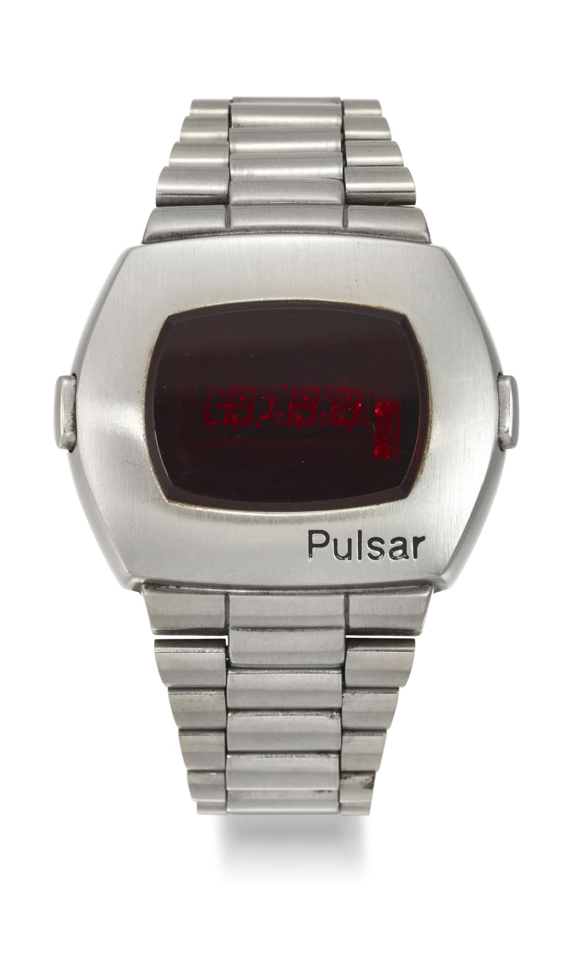 A STAINLESS STEEL PULSAR DIGITAL LED BRACELET WATCH, CIRCA 1975