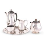 AN ELIZABETH II SILVER FIVE-PIECE TEA AND COFFEE SERVICE, by George Henry Hart