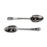 A PAIR OF GEORGE III INCUSE MARKED SILVER TABLE SPOONS