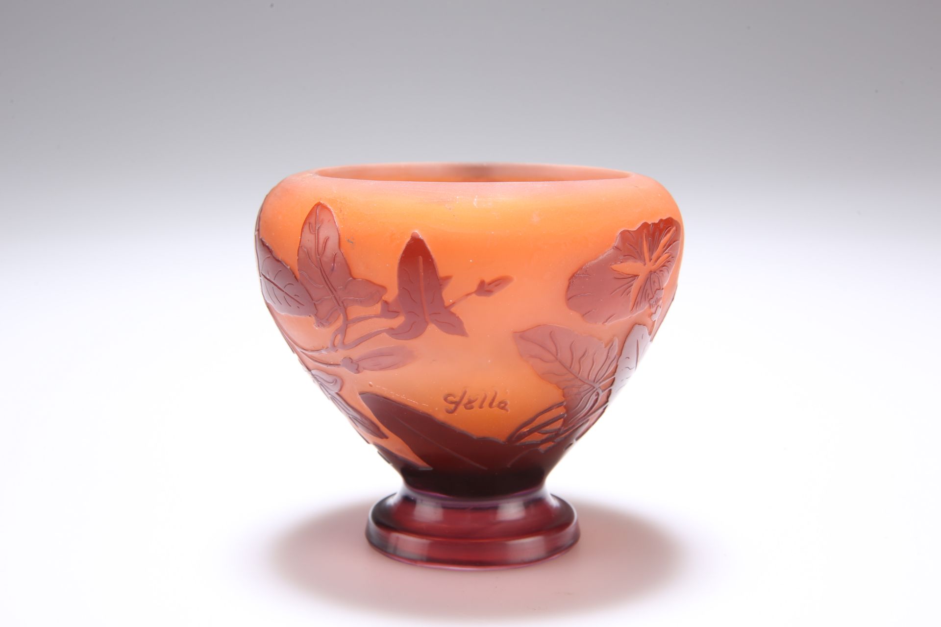 EMILE GALLE, A CAMEO GLASS FOOTED VASE