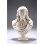 A VICTORIAN GLAZED PARIAN BUST OF MILTON, probably by Robinson & Leadbeater