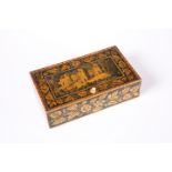 A 19TH CENTURY PENWORK BOX,