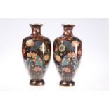 A PAIR OF JAPANESE CLOISONNE VASES, MEIJI PERIOD