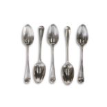 FIVE 18TH CENTURY SILVER DESSERT SPOONS