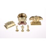 A COLLECTION OF BRASS, including early 19th Century salt