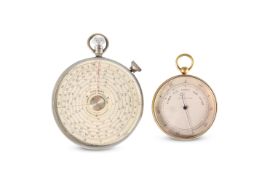 AN EARLY 20TH CENTURY BRASS CASED POCKET BAROMETER