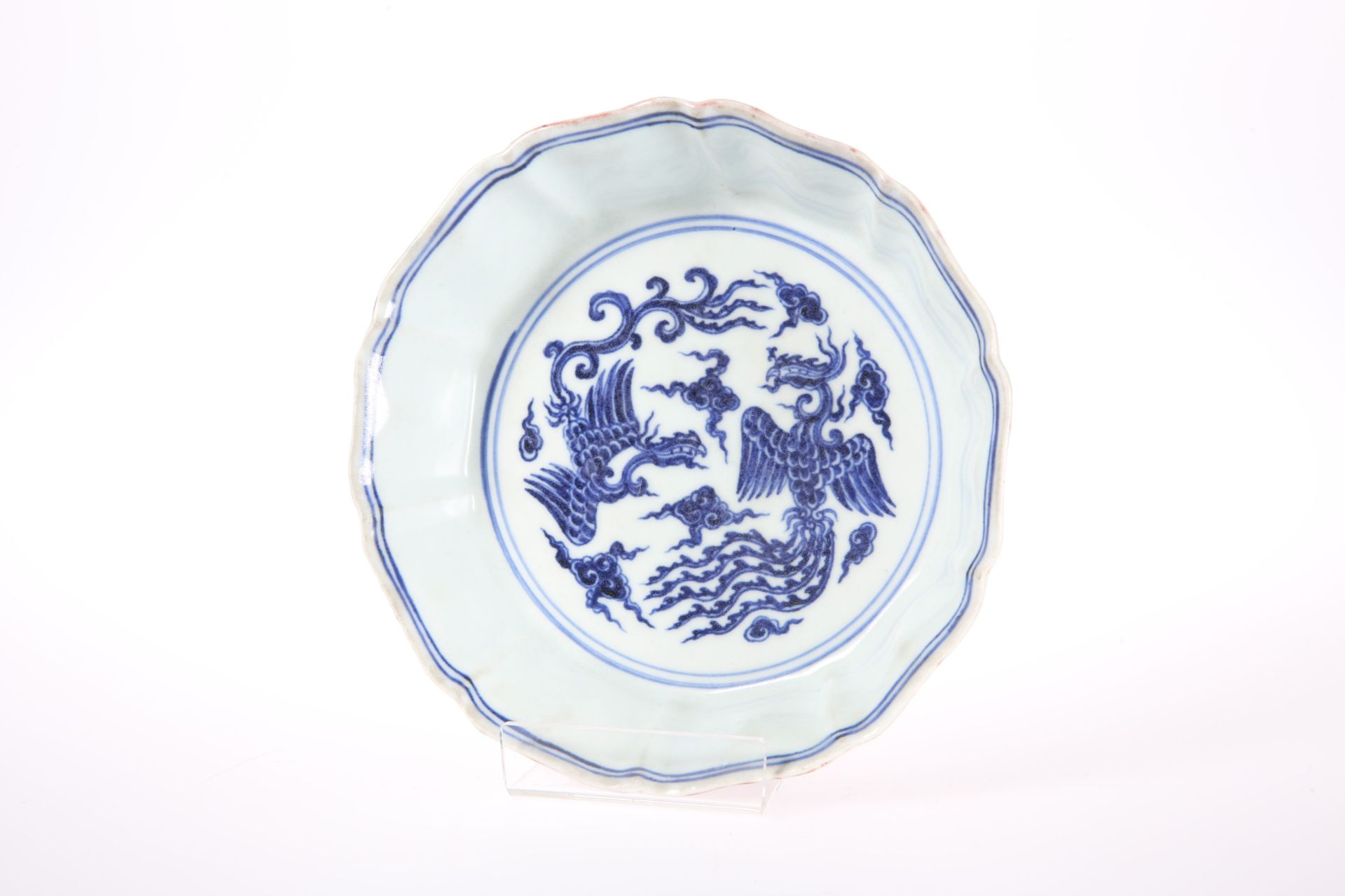 A CHINESE BLUE AND WHITE DOUBLE PHOENIX BOWL