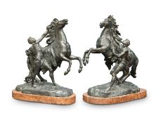 A PAIR OF 19TH CENTURY BRONZE MODELS OF THE MARLY HORSES