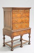 AN EARLY 18TH CENTURY OAK CHEST ON STAND