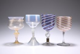 FOUR VENETIAN GLASSES, LATE 19TH / EARLY 20TH CENTURY