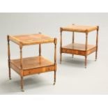 A PAIR OF REGENCY STYLE YEW WOOD SIDE TABLES