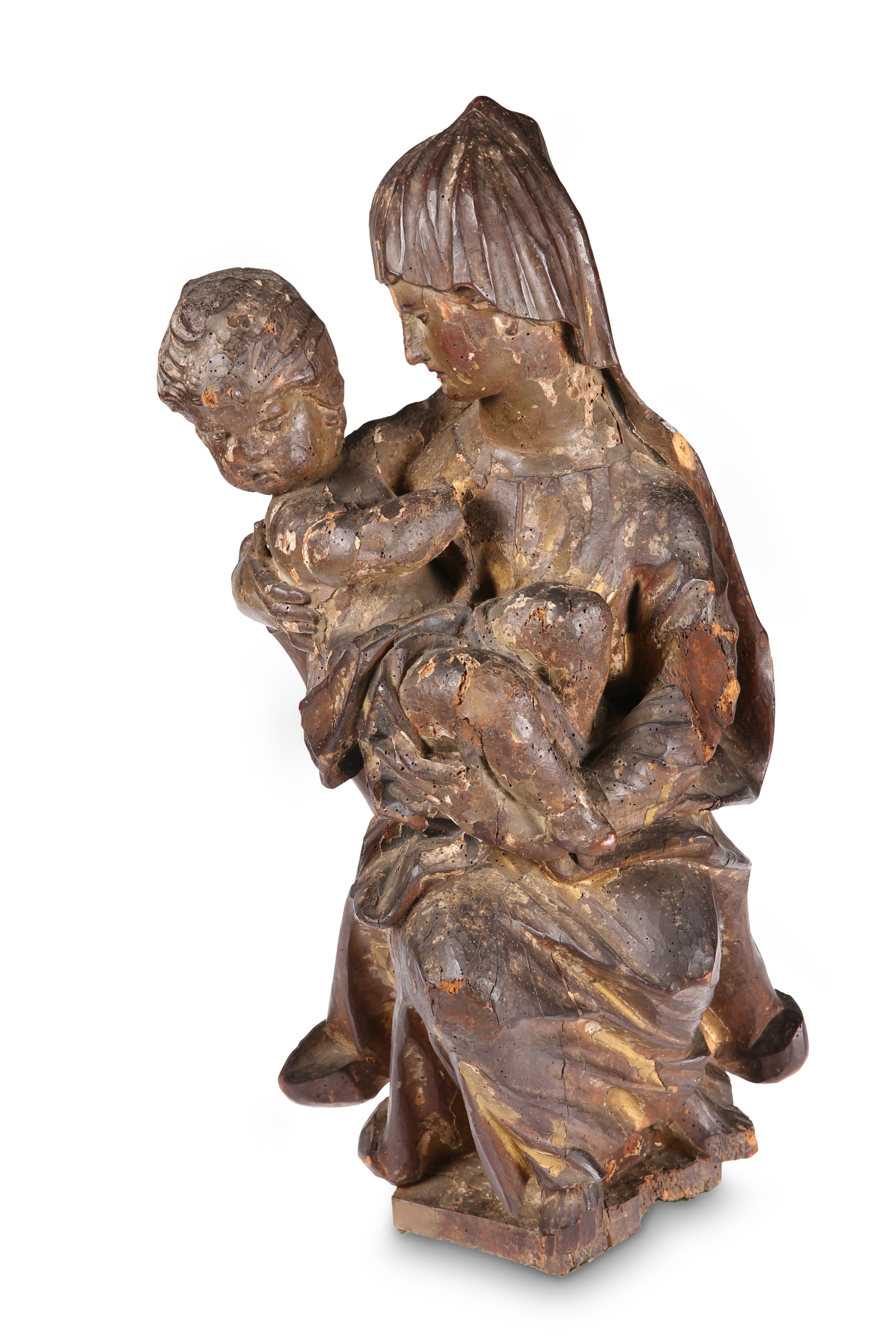 AN ITALIAN CARVED AND GILDED FIGURE GROUP OF MADONNA AND CHILD - Image 2 of 2