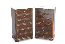 A PAIR OF 19TH CENTURY MARBLE-TOPPED MINIATURE CHESTS OF DRAWERS