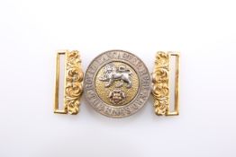 AN OFFICER'S SILVERED AND GILDED WAIST BELT CLASP