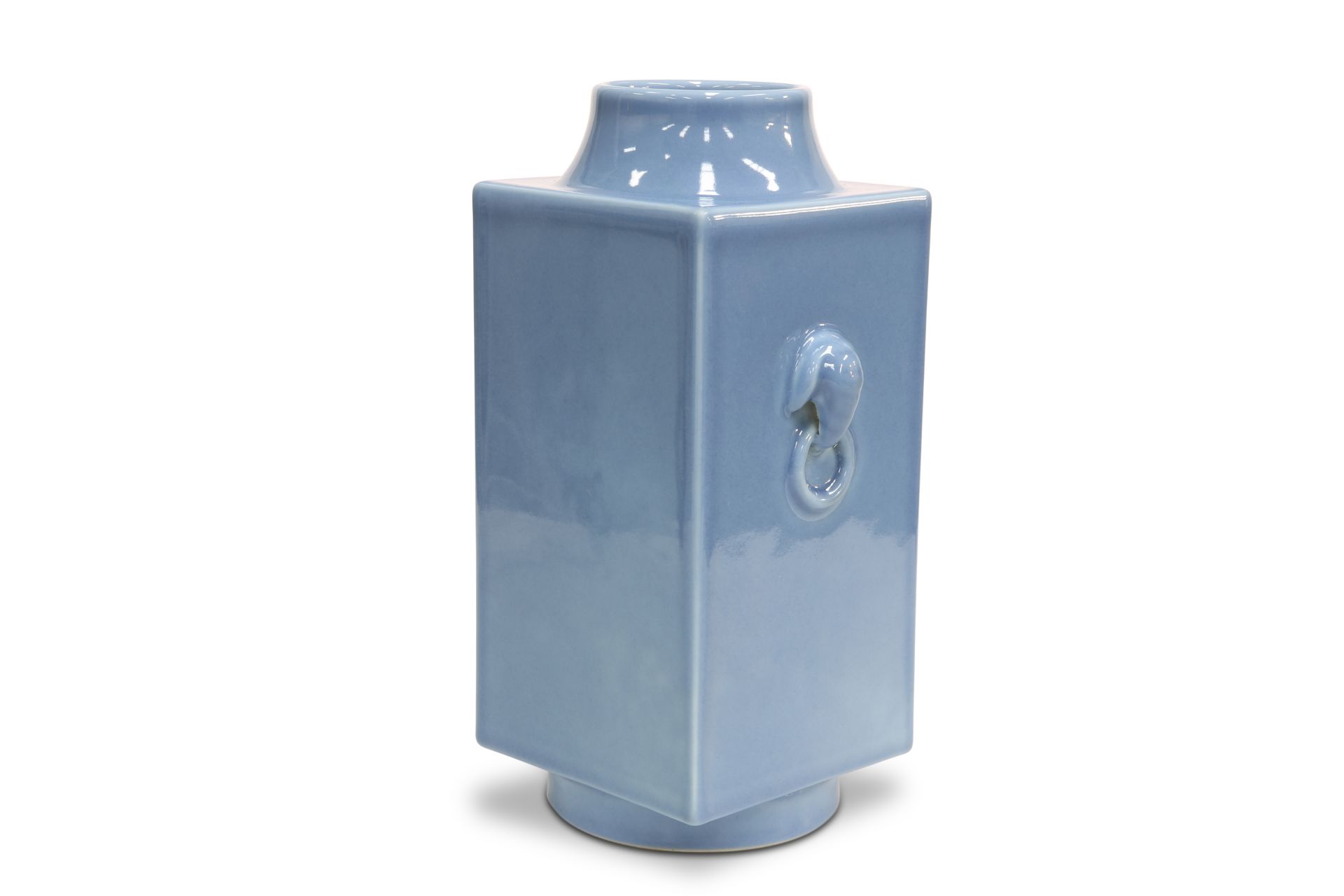 A CHINESE BLUE-GLAZED CONG VASE