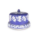 A 19TH CENTURY BLUE JASPER STILTON DISH AND COVER