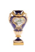 A ROYAL WORCESTER TWO-HANDLED PORCELAIN VASE