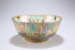 DAISY MAKEIG-JONES A WEDGWOOD FAIRYLAND LUSTRE BOWL, CIRCA 1925, the exterior "Poplar Trees" showing