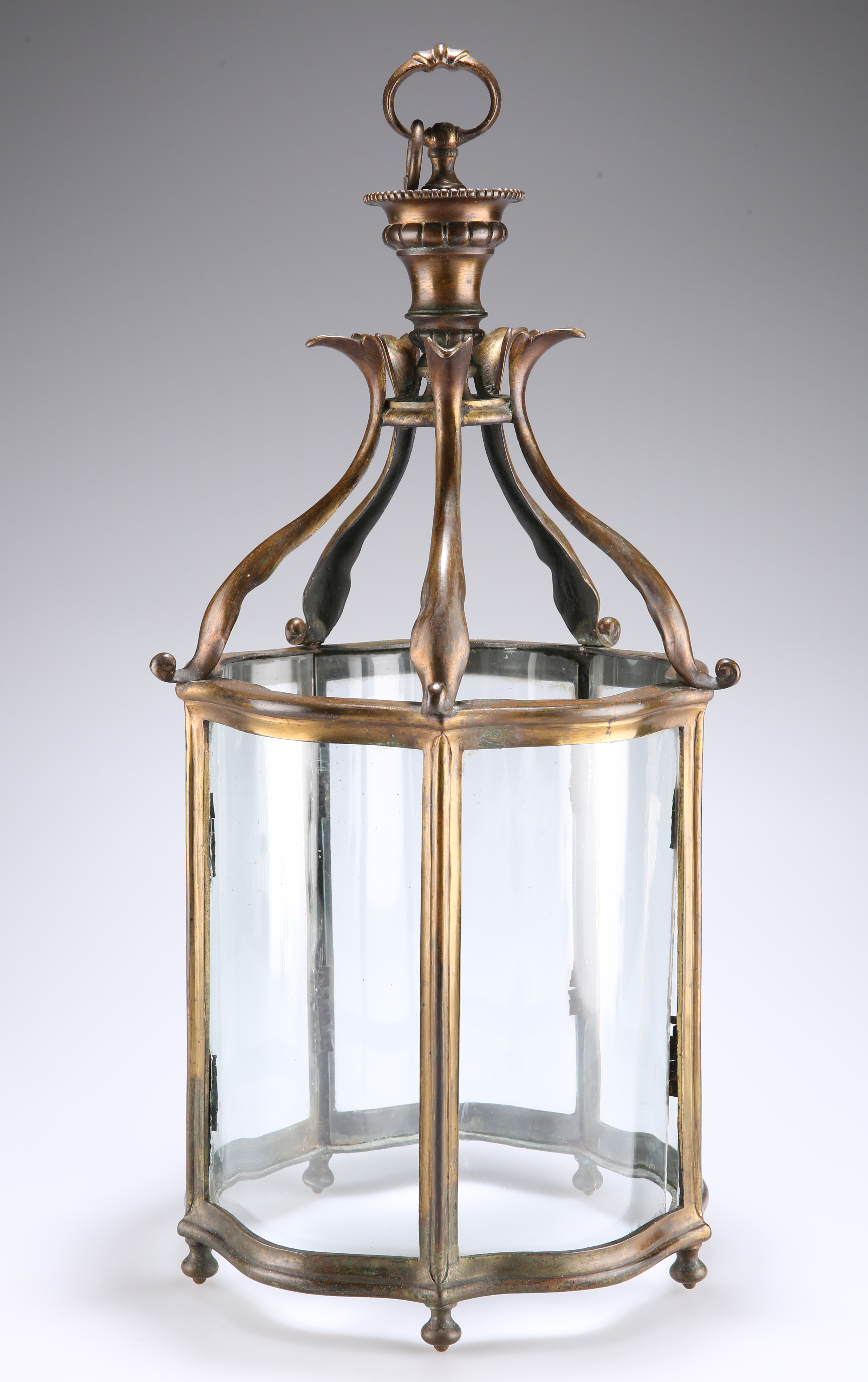 A BRASS HALL LANTERN, CIRCA 1900