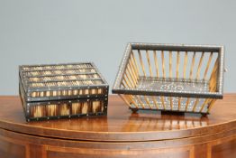 AN ANGLO-INDIAN IVORY-INLAID PORCUPINE QUILL BASKET AND BOX
