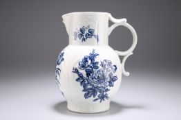 A LARGE WORCESTER CABBAGE-LEAF MASK JUG