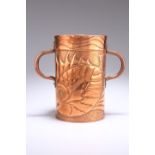 AN ARTS AND CRAFTS COPPER TWO-HANDLED VASE,