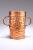 AN ARTS AND CRAFTS COPPER TWO-HANDLED VASE,