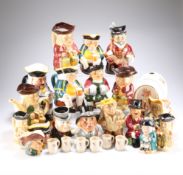 A LARGE COLLECTION OF TOBY JUGS AND OTHER POTTERY.