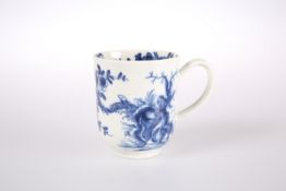 A WORCESTER BLUE AND WHITE COFFEE CUP, CIRCA 1760