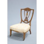 A VICTORIAN INLAID NURSING CHAIR,