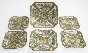 A SET OF CANTONESE FAMILLE ROSE PLATES