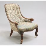 A VICTORIAN SIMULATED ROSEWOOD PARLOUR CHAIR