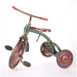 A 1930'S PAINTED METAL CHILD'S TRIKE. 39cm from floor to seat