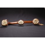 A CHINESE JADE MOUNTED HARDWOOD RUYI SCEPTRE